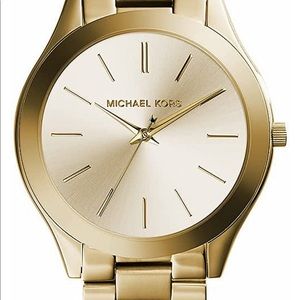 Gold Michael Kors slim runway watch